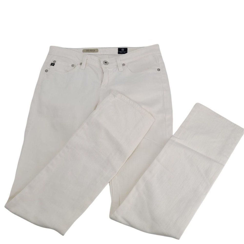Adriano Goldschmied White Jeans 25R AG Stevie Slim Straight  Pants Ankle